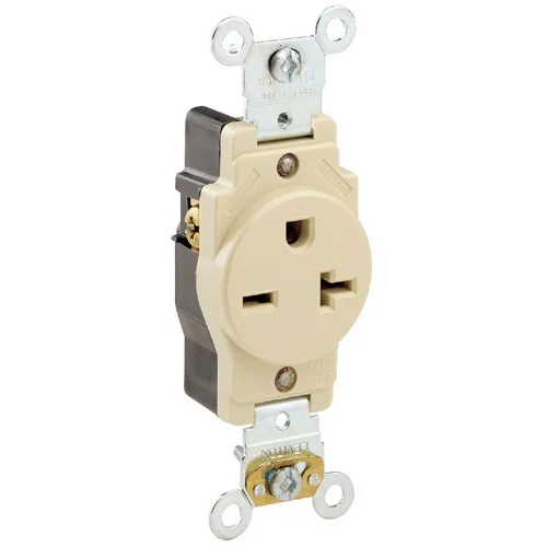 Vista 5 de Leviton 20 amperios, 250 voltios, grado industrial resistente, receptáculo único, hoja recta, autoconexión a tierra, 5461, marrón