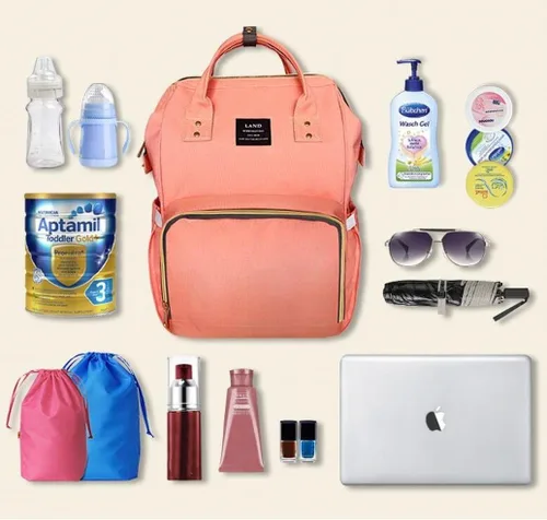 Vista 5 de Land bolsa de pañales multifunción impermeable mochila de viaje bolsas de pañales con compartimento aislado bolsillos toallitas bolsillo