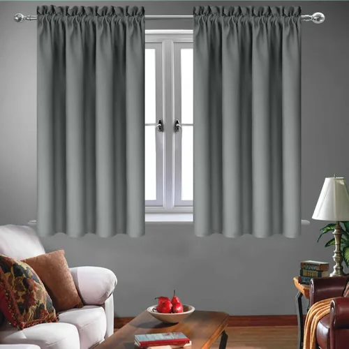 Vista 55 de Cortinas de cocina negras Ladity - 2 paneles de cortinas cortas opacas, 36 pulgadas, privacidad, niveles de café, cortinas de granja para ventana