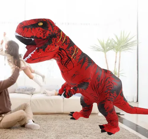 Vista 4 de BAOK Disfraz de dinosaurio, disfraz inflable de dinosaurio con costuras reforzadas para cosplay divertido
