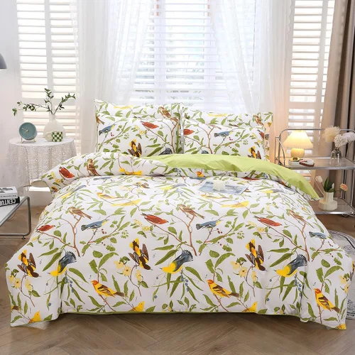 Vista 9 de URBONUR Funda de Edredón de Algodón Egipcio 100% Tamaño Twin 3 Piezas Juego de Fundas de Edredón Floral Juego de Fundas de Consolador Flores de Flor