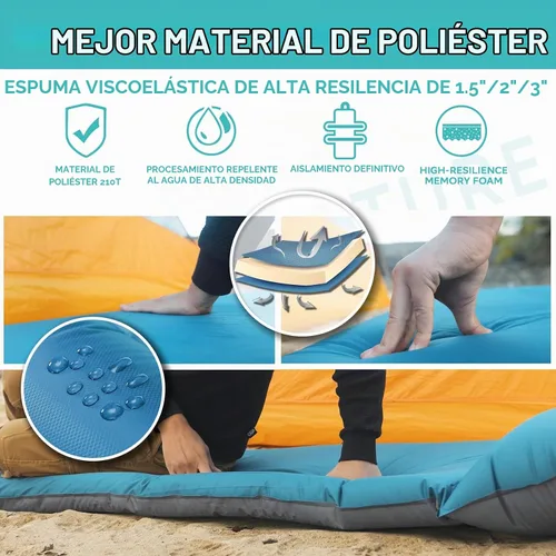 Vista 2 de Clostnature Colchoneta de dormir autoinflable para camping, almohadilla de campamento de 1.5/2/3 pulgadas, almohadilla de colchón inflable ligera