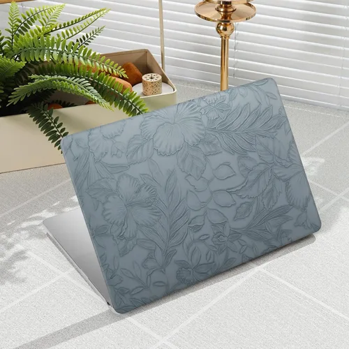 Vista 21 de iCasso - Funda compatible con MacBook Air de 13 pulgadas, versiones 2020-2018 A2337 M1 A2179 A1932, carcasa rígida de plástico con textura de cuero