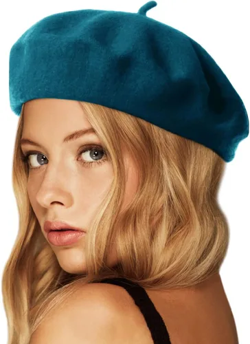 Vista 14 de Wheebo Boina de lana, color sólido, estilo francés, gorro cálido de invierno para mujeres y niñas Albaricoque