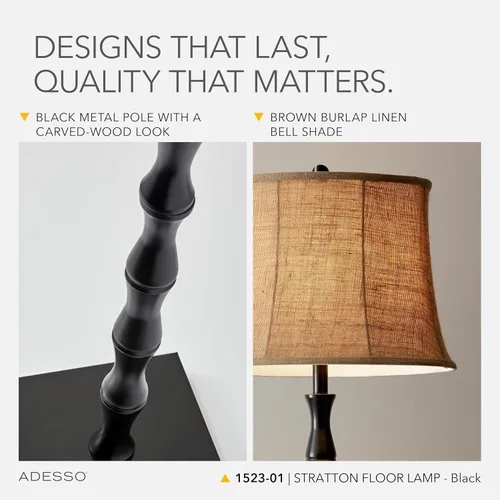 Vista 5 de Adesso 1521-01 Stratton - Lámpara de piso, 1523-01, 150watts, 120.00 volts Stratton 150W Floor Lamp with Rotary Switch for Bedroom, Living Room