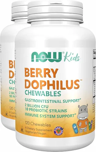Vista 7 de NOW Suplementos, BerryDophilus™, 2 mil millones., 10 cepas, 60 masticables