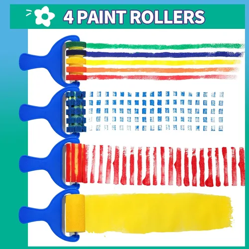 Vista 3 de YGDZ Pinceles de esponja para niños, 39 piezas de pinceles de esponja para niños pequeños, sellos de pintura de espuma, herramientas de dibujo