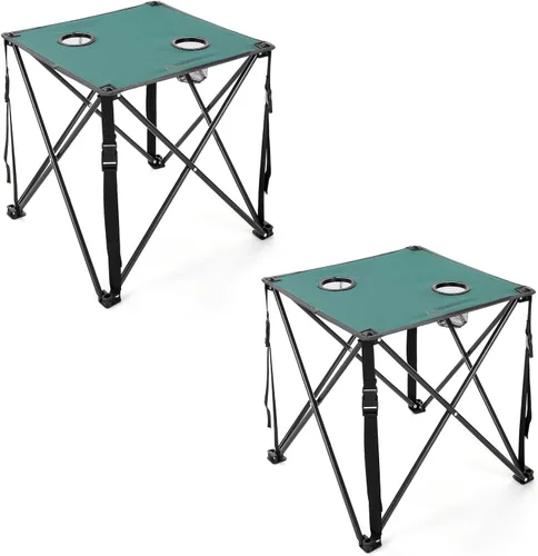Vista 12 de ARROWHEAD OUTDOOR Mesa plegable portátil de 26 pulgadas (26.0 in), 2 portavasos, cuadrado, funda de transporte, marco de acero, lona 600D de alto