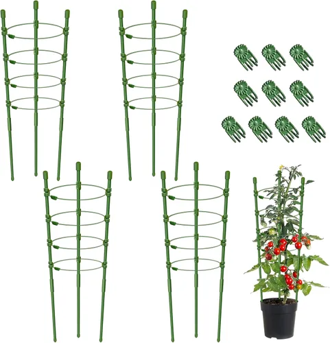 Vista 9 de Legigo Paquete de 3 jaulas de soporte para plantas, jaulas de tomate para jardín, estacas ajustables de 18 pulgadas para plantas enrejadas, anillos