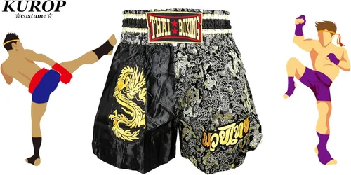 Vista 3 de Boxeo Muay Thai Shorts Trunks MMA Artes Marciales Kickboxing Lucha Deporte Ropa