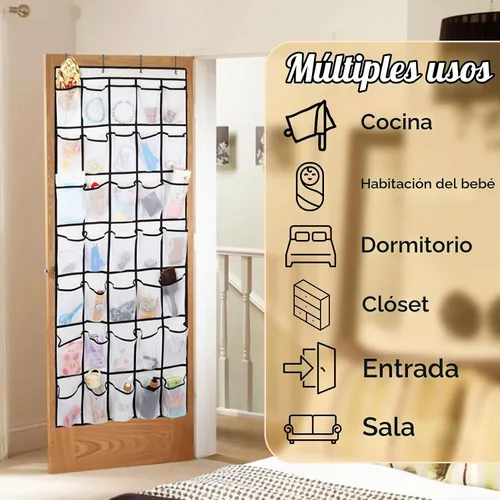Vista 5 de GOMAJI Organizador de zapatos de 35 bolsillos para colocar sobre la puerta Blanco