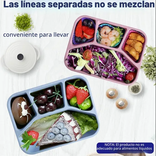 Vista 6 de Aellabus Paquete de 8 cajas Bento, recipientes para el almuerzo con paja de trigo, reutilizables, aptos para microondas y lavavajillas