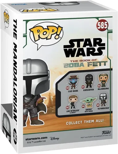 Vista 3 de POP Star Wars: Book of Boba Fett - The Mandalorian (Din Djarrin) con bolsa figura de vinilo Funko (paquete con funda protectora de caja compatible)