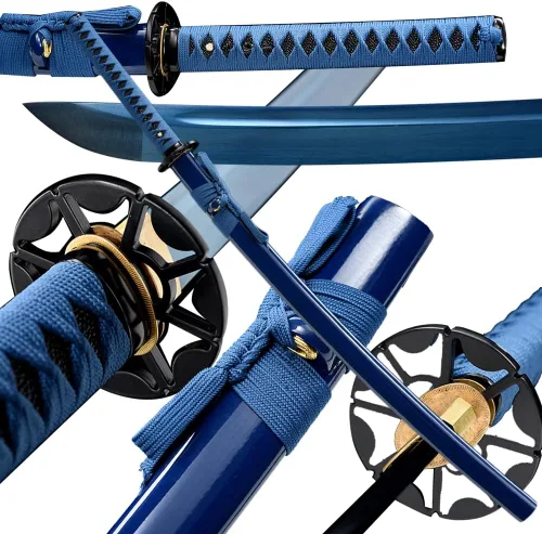 Vista 11 de Espada Katana Tradicional Forjada a Mano con Templado de Calor/Arcilla Verdaderas Katanas de Acero al Carbono 1060/1095 T10, Afilar, Espiga Doble