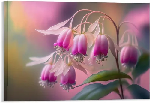 Vista 23 de Póster decorativo de pared, divertido lienzo enmarcado con flores rosas fucsias, pintura artística para baño, habitación de niños, regalos