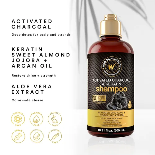 Vista 3 de WOW Skin Science Champú de carbón activado y queratina 16.9 oz