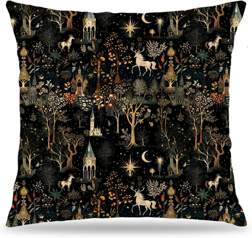 Vista 41 de Fundas de Almohada Gótica de Polilla y Mariposa 18x18, Fundas de Almohada Celestial de Luna de Academia Oscura para Sofá, Decoración Gótica