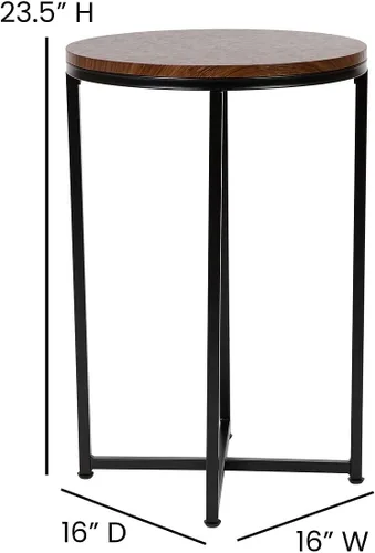 Vista 3 de Flash Furniture Hampstead Collection - Mesa auxiliar moderna con acabado de nogal - Marco negro mate entrecruzado