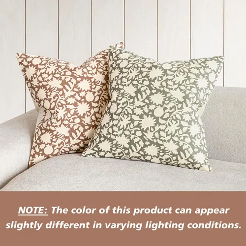 Vista 4 de Foindtower - Juego de 2 fundas de almohada decorativas con flores neutras estilo farmhouse, fundas de almohada boho para sofá, sofá cama