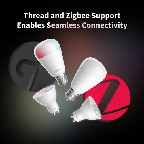 Vista 2 de Aqara Thread/Zigbee - Bombilla LED inteligente T2 E26, blanco sintonizable (2000K-9000K), bombilla RGB que cambia de color con 16 millones