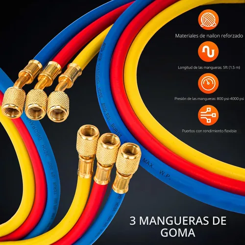 Vista 7 de VTG VOGTEN 4.5 CFM Bomba de vacío y juego de medidor de aire acondicionado, para sistemas Mini Split/HVAC/Auto, kit de manómetro de colector
