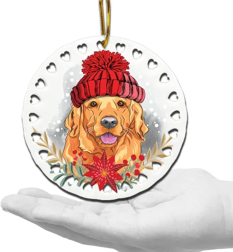 Vista 6 de BELLA BUSTA -Adorno de Navidad para perros, decoración navideña para amantes de los perros, estampado de Navidad UV