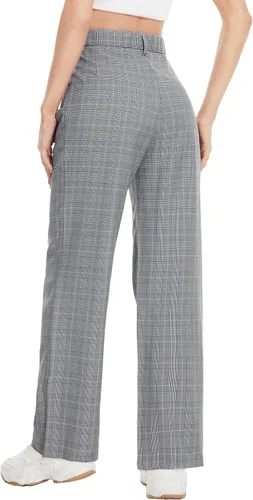 Vista 2 de Tapata Pantalones de pierna ancha para mujer, pantalones de vestir de cintura alta, casuales, elásticos, bolsillos para el trabajo y negocios
