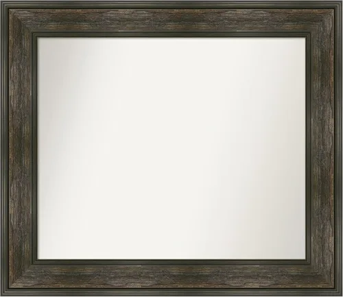 Vista 232 de Amanti Art Espejo de baño marrón para sobre fregadero, 26 x 26 pulgadas, espejo de tocador cuadrado marrón rústico Alexandria, marco de madera
