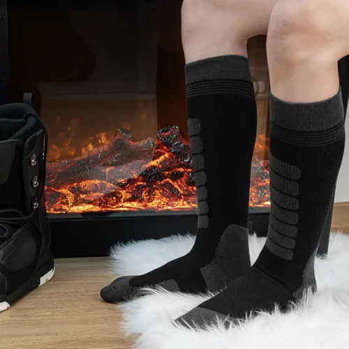 Vista 7 de KEECOW Calcetines de esquí de lana merino para hombres y mujeres, 2 pares, calcetines térmicos cálidos para invierno, snowboard, caza al aire libre