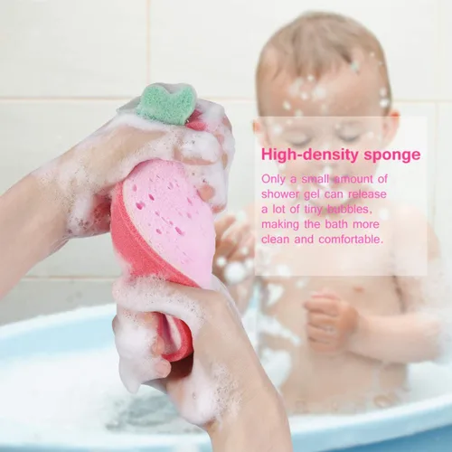 Vista 4 de 4pcs Premium Frutas Baño Scrubbers Herramientas de baño para (Mango+ Miel - Melón de rocío+Naranja+Fresa)