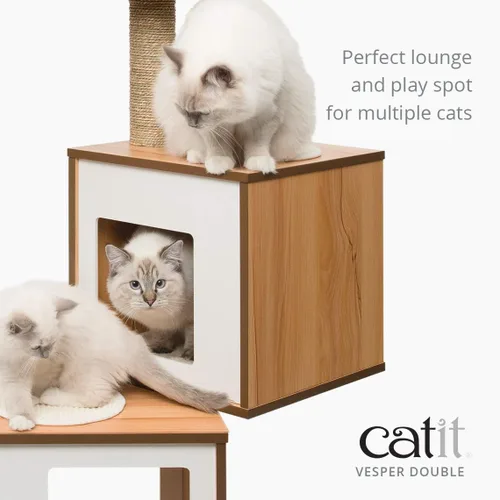 Vista 3 de Mueble Vesper para gato, V-Double, Walnut