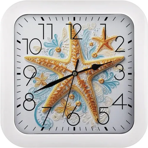 Vista 19 de 10" Square Modern Wall Clock,Animal Cockerel Print Kitchen Clocks Wall Battery Operated,Silent Non Ticking Unique Funny Cute Wall Clock for Living