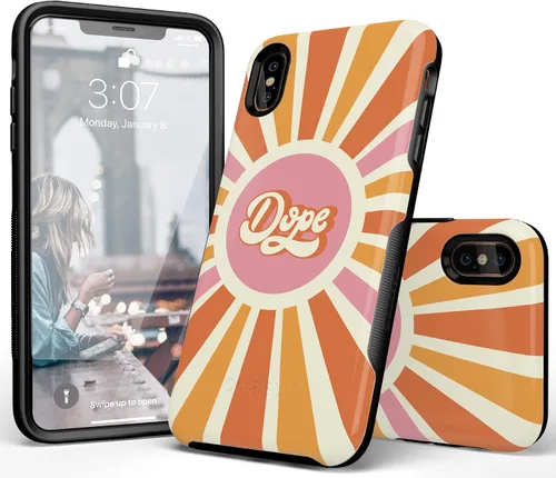 Vista 56 de Casely Funda para iPhone Xs Max Funda con estampado de festival (solo buenas vibraciones)