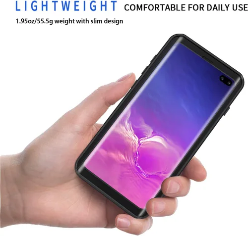 Vista 10 de Lanhiem Funda para Samsung Galaxy S10+ Plus, IP68 impermeable a prueba de polvo con protector de pantalla integrado, carcasa protectora resistente a