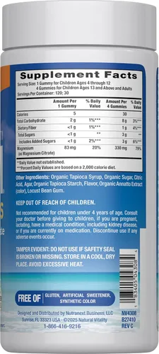 Vista 2 de Natural Vitality Gomitas de magnesio calmantes 330 mg por porción Suplemento con sabor a naranja Sin gluten y vegano 120