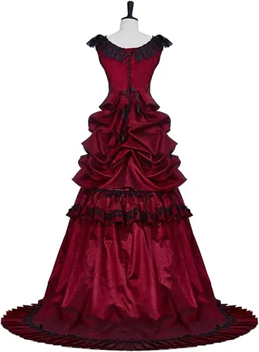 Vista 7 de Vestido de novia gótico victoriano para mujer, vestido largo renacentista vintage, vestido de baile steampunk, vestido de noche