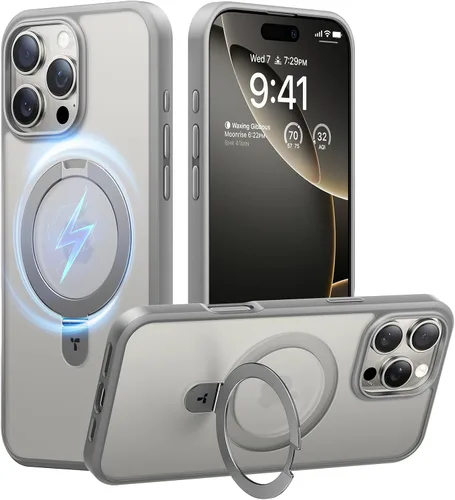 Vista 13 de TORRAS Funda magnética con función atril para iPhone 13/iPhone 14 [compatible con MagSafe], soporte resistente y versátil, grado militar, a prueba