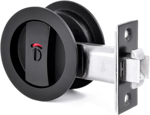 Vista 19 de Dontay Cerradura de indicadores codificados por color para puerta de bolsillo, cerradura de manijas de privacidad (cama/baño), fondo de 2-3/8 Níquel