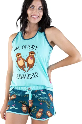 Vista 16 de Lazy One - Pijamas a juego para mujer, lindo conjunto de shorts y camiseta sin mangas, pijamas de verano Oso en Am