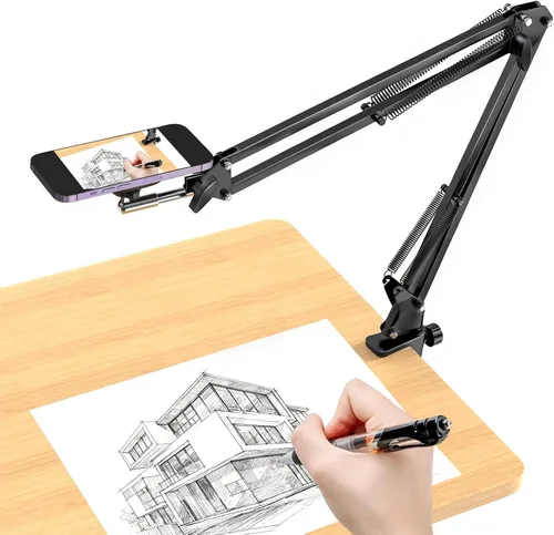 Vista 9 de VRIG - Cargador inalámbrico magnético para escritorio de cama, soporte de mesa articulado flexible, soporte superior compatible con iPhone