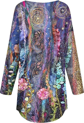 Vista 3 de Tops for Women 2023 Round Neck Printing Sweatshirts Long Sleeve Casual Loose Pullover Tops Lightweight Outfits