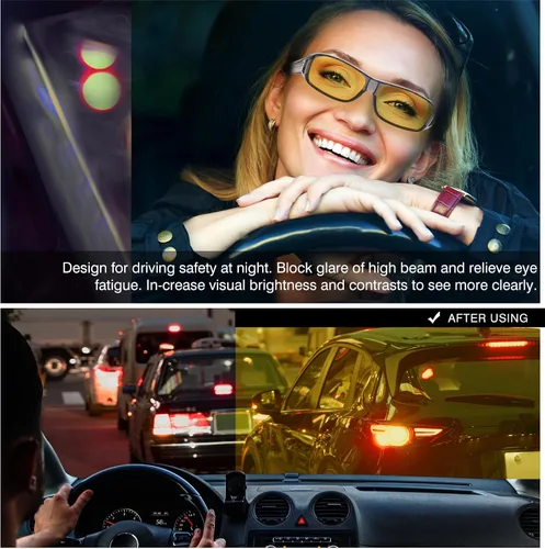 Vista 4 de DUCO Lentes de conducción de visión nocturna para hombres y mujeres, antirreflejos, polarizados, amarillos, lentes nocturnos, 8953Y