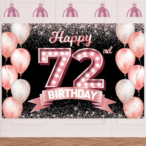 Vista 244 de Cartel de feliz cumpleaños décimo oro rosa, telón de fondo, saludos a 10 años, globos de confeti, decoración temática para niñas de 10 años