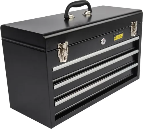 Vista 2 de JEGS Caja de herramientas de 3 cajones - Caja de herramientas de metal con correderas de cajón con rodamientos de bolas - Pestillos resistentes al