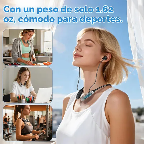 Vista 7 de MZYML - Auriculares Bluetooth con banda para el cuello 5.4, IPX5 impermeables con micrófono, 80 horas de reproducción, 1000 horas de espera