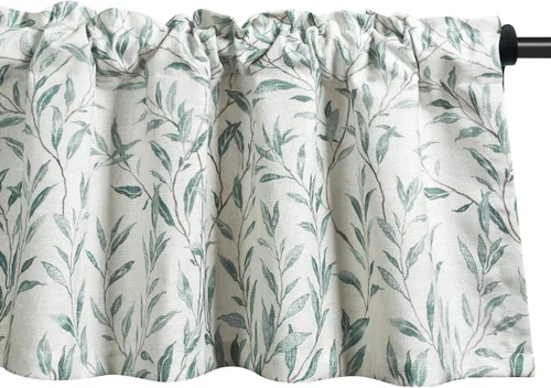 Vista 11 de VOGOL Cortinas con estampado de pájaros campestres, 30 x 24 pulgadas, 2 paneles, beige Linen Look Texture, Decorative Small Window Treatment