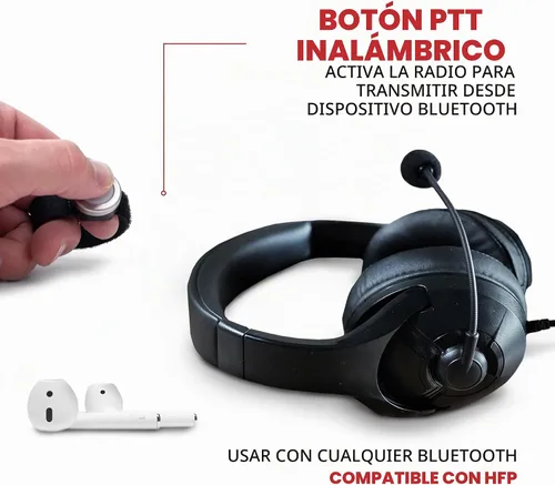 Vista 3 de BTECH Dispositivo PTT inalámbrico PTT (Push-to-Talk) - Compatible con radios GMRS-PRO y UV-PRO y auriculares Bluetooth HFP para una comunicación