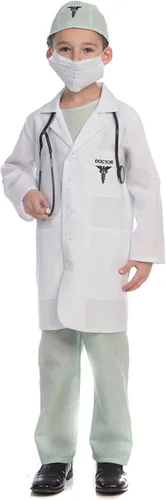 Vista 2 de Dress Up America Disfraz de doctor para niños, conjunto de ropa quirúrgica y conjunto para niñas y niños - Conjunto de disfraz para el día