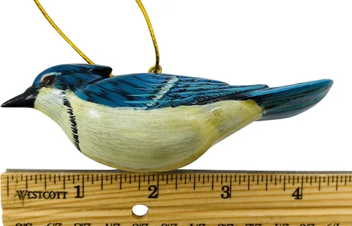 Vista 2 de Blue Jay - Adorno realista para árbol de Navidad, poliresina, 4 pulgadas