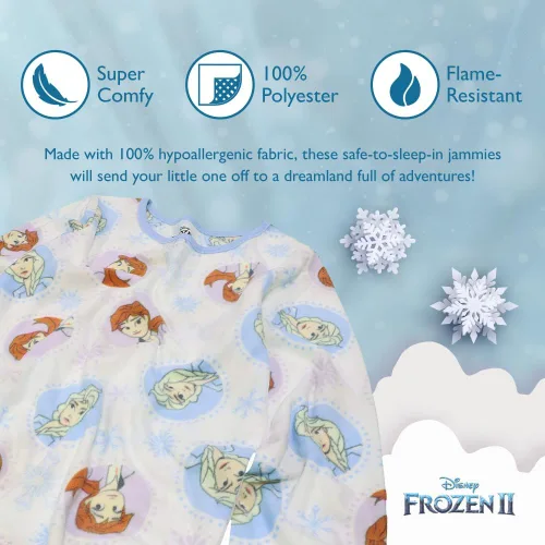 Vista 3 de Disney Conjunto de pijama de 5 piezas de Frozen Princesa Minnie Mouse de ajuste holgado, suave y lindo para niñas